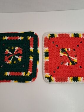 Home Made Vintage-Style Crochet Potholders/ Trivets and Table Centerpiece Mat
